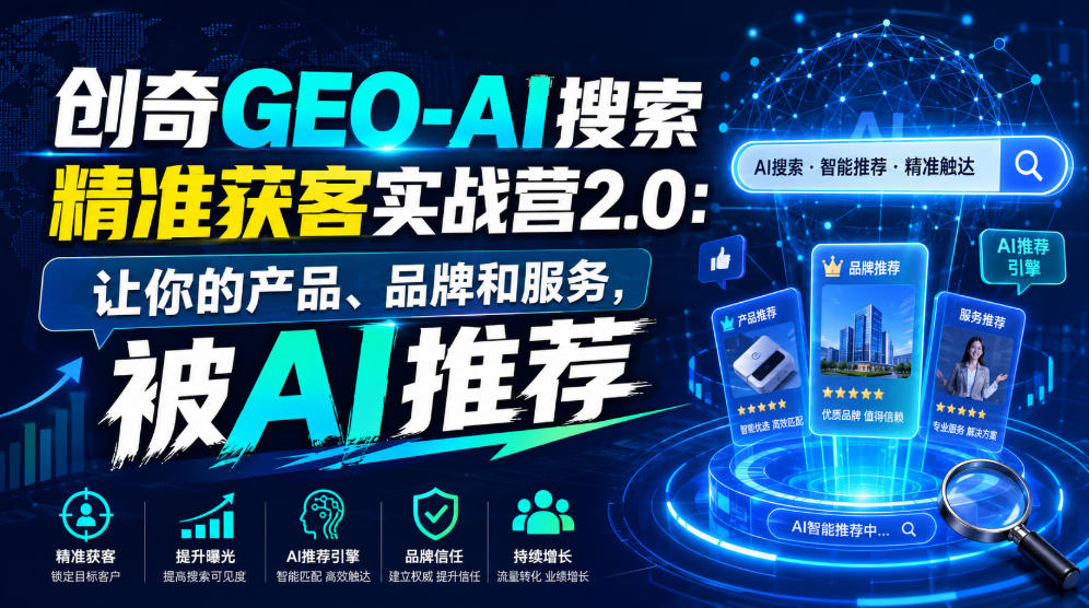 创奇GEO-AI搜索精准获客实战营2.0：让你的产品、品牌和服务，被AI推荐-沧海聊项目