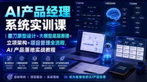AI产品经理系统实训课｜墨刀原型设计+大模型底层原理+立项架构+项目管理全流程，AI产品落地实战教程-沧海聊项目