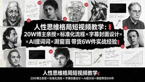 人性思维格局短视频教学：20W博主亲授×标准化流程×字幕封面设计×AI提示词×橱窗带货6W件实战经验-沧海聊项目