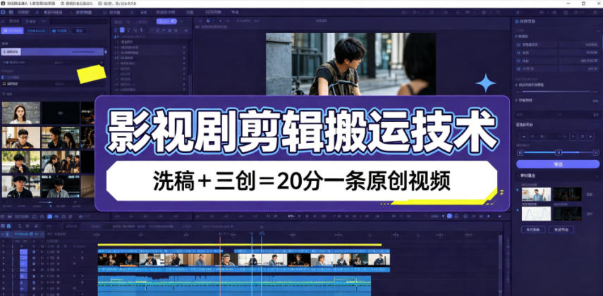 影视剧剪辑搬运技术，洗稿+三创=20分一条原创视频-沧海聊项目