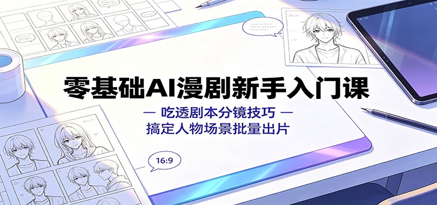 零基础AI漫剧新手入门课：吃透剧本分镜技巧，搞定人物场景批量出片-沧海聊项目