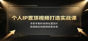 个人IP置顶视频打造实战课：手把手制作高转化置顶片，搭建稳定短视频获客体系-沧海聊项目