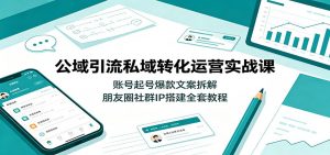 公域引流私域转化运营实战课：账号起号爆款文案拆解，朋友圈社群IP搭建全套教程-沧海聊项目