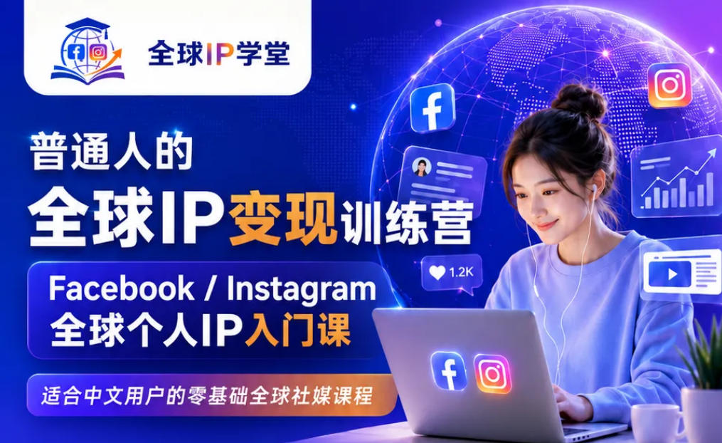 普通人的全球IP变现训练营，Facebook/Instagram全球个人IP入门课，零基础全球社媒课程-沧海聊项目