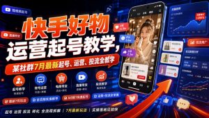 快手好物运营起号教学，某社群7月最新起号、运营、投流全教学-沧海聊项目