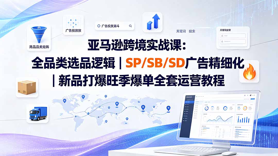 亚马逊跨境实战课-更新：全品类选品逻辑｜SP/SB/SD广告精细化｜新品打爆旺季爆单全套运营教程-沧海聊项目