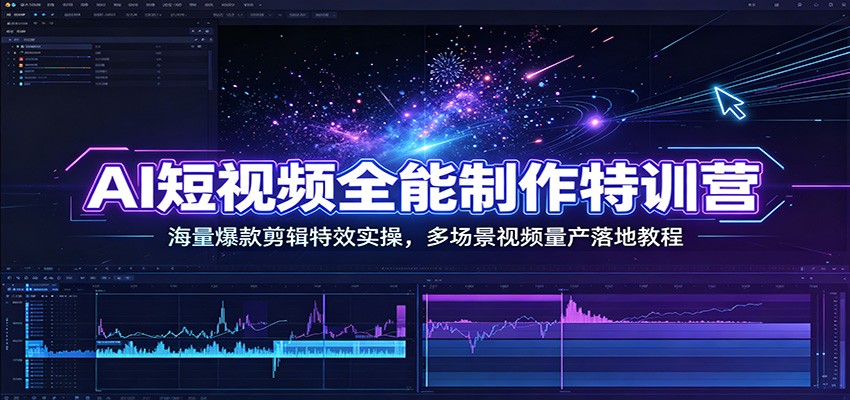 AI短视频全能制作特训营：海量爆款剪辑特效实操，多场景视频量产落地教程-沧海聊项目