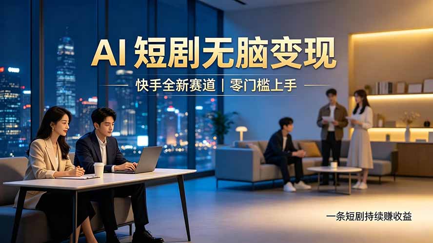 别乱找副业了，快手 AI 短剧零门槛长久被动增收-沧海聊项目
