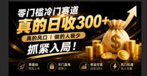 零成本冷门赛道，真的日300+真风口，做得人极少！赶紧入局，超级简单！-沧海聊项目