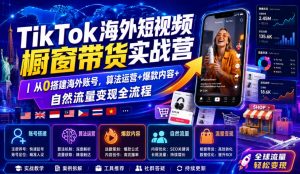 TikTok海外短视频橱窗带货实战营｜从0搭建海外账号，算法运营+爆款内容+自然流量变现全流程-沧海聊项目