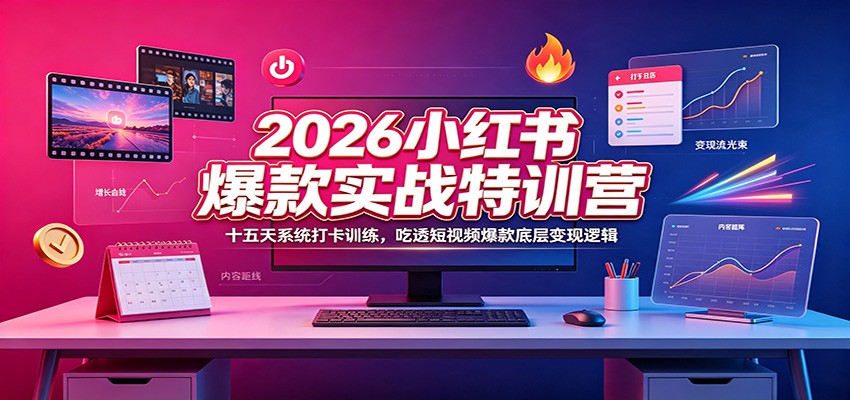 2026小红书爆款实战特训营：十五天系统打卡训练，吃透短视频爆款底层变现逻辑-沧海聊项目