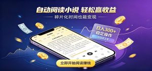 挂机看小说，全程自动运行不费精力，每日稳定赚三百-沧海聊项目