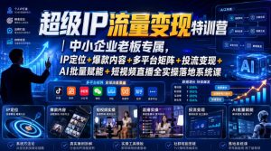 超级IP流量变现特训营｜中小企业老板专属，IP定位+爆款内容+多平台矩阵+投流变现+AI批量赋能+短视频直播全实操落地系统课-沧海聊项目