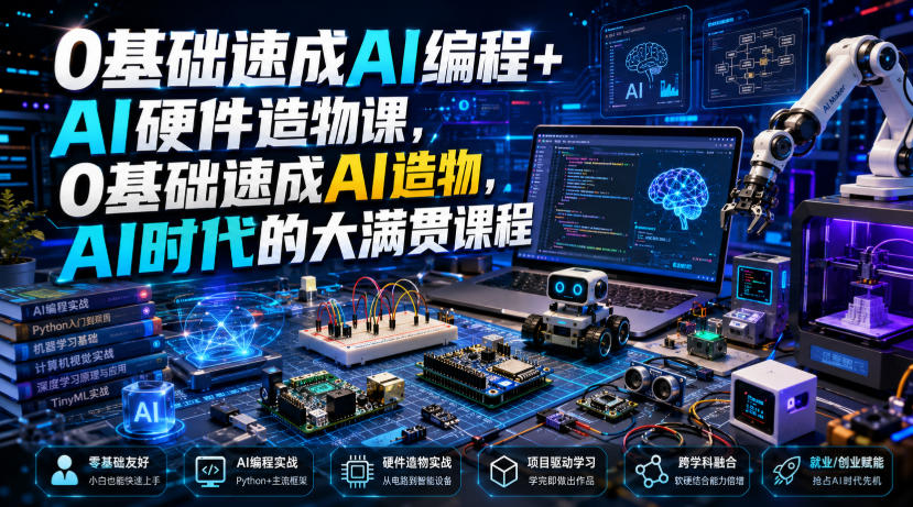 0基础速成AI编程+AI硬件造物课，0基础速成AI造物，AI时代的大满贯课程-沧海聊项目