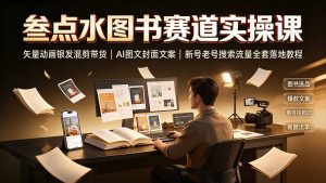 叁点水图书赛道实操课｜矢量动画银发混剪带货，AI图文封面文案，新号老号搜索流量全套落地教程-沧海聊项目