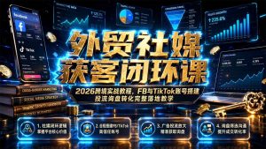 外贸社媒获客闭环课｜2026跨境实战教程，FB与TikTok账号搭建投流询盘转化完整落地教学-沧海聊项目