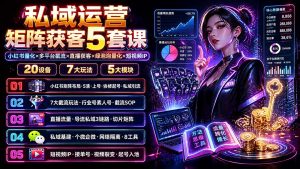 私域运营矩阵获客5套课：小红书量化×多平台截流×直播获客×绿泡泡量化×短视频IP×20设备×7大玩法-沧海聊项目