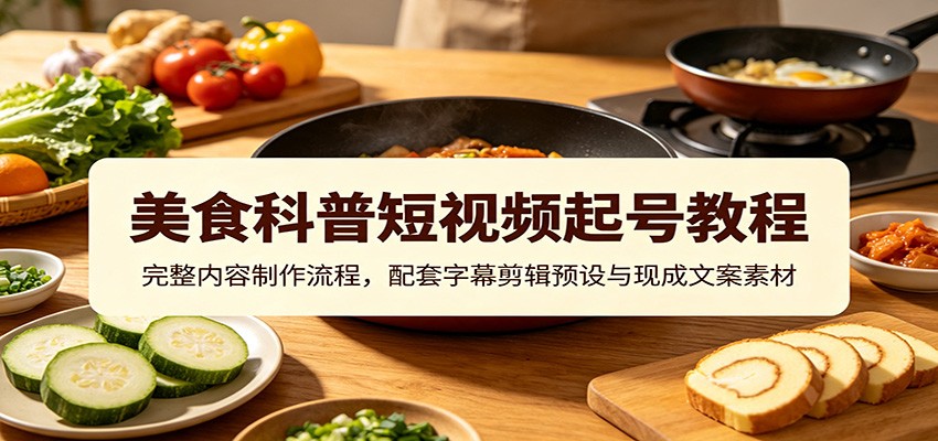 美食科普短视频起号教程：完整内容制作流程，配套字幕剪辑预设与现成文案素材-沧海聊项目