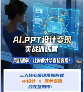 AI+PPT设计变现实战训练营，我们派单，让你的才华直接变现，三大核心模块带你构建Al设计x派单变现的完整闭环-沧海聊项目