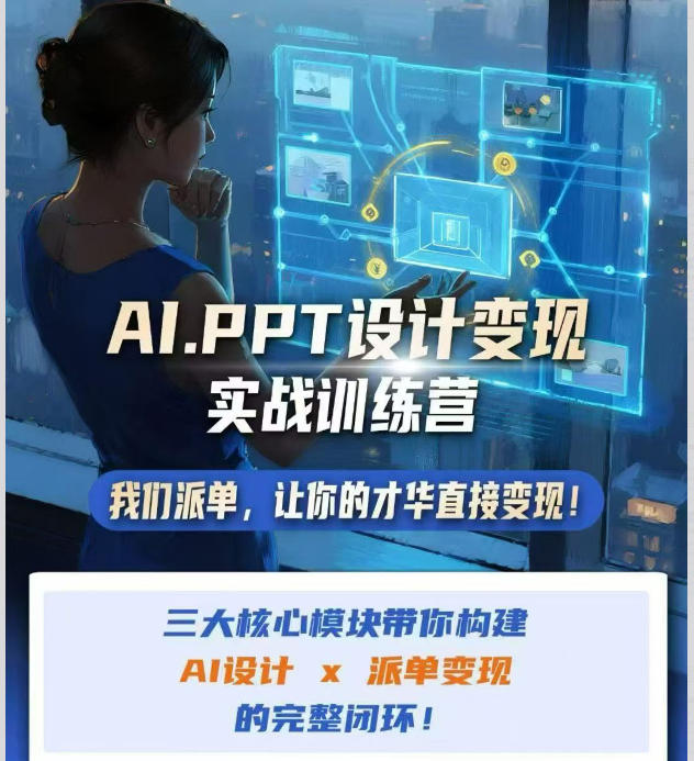 AI+PPT设计变现实战训练营，我们派单，让你的才华直接变现，三大核心模块带你构建Al设计x派单变现的完整闭环-沧海聊项目
