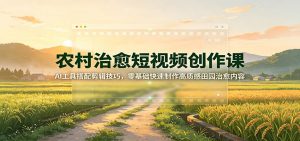 农村治愈短视频创作课：AI工具搭配剪辑技巧，零基础快速制作高质感田园治愈内容-沧海聊项目