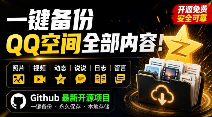 一键将你QQ空间全部内容备份下来！照片/视频/动态信息全存本地，Github最新开源项目QzoneArchive-沧海聊项目
