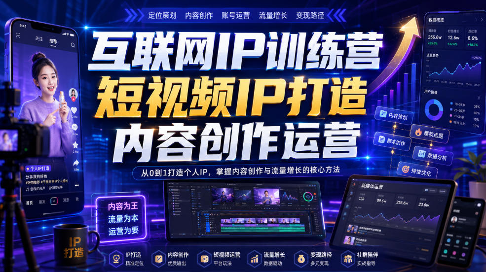 互联网IP训练营，短视频IP打造，内容创作运营-沧海聊项目