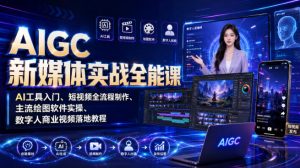 AIGC新媒体实战全能课｜AI工具入门、短视频全流程制作、主流绘图软件实操、数字人商业视频落地教程-沧海聊项目