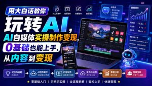 用大白话教你玩转AI，AI自媒体实操制作变现，0基础也能上手，从内容到变现-沧海聊项目