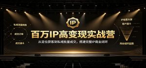 百万IP高变现实战营：从定位获客到私域批量成交，搭建完整IP商业闭环-沧海聊项目
