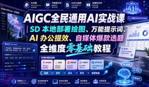 AIGC全民通用AI实战课｜SD本地部署绘图、万能提示词、AI办公提效、自媒体爆款选题全维度零基础教程-沧海聊项目