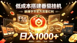 低成本搭建番茄挂G，躺賺字节官方流量红利，日入1k+，全程傻瓜式落地【揭秘】-沧海聊项目