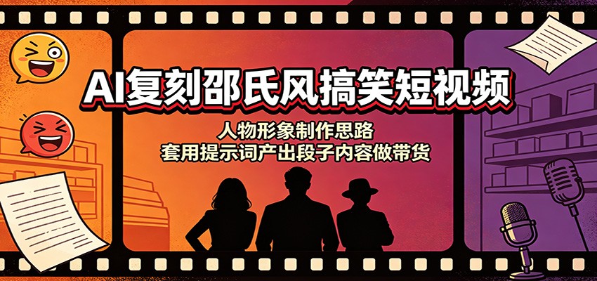 AI复刻邵氏风搞笑短视频：人物形象制作思路，套用提示词产出段子内容做带货-沧海聊项目