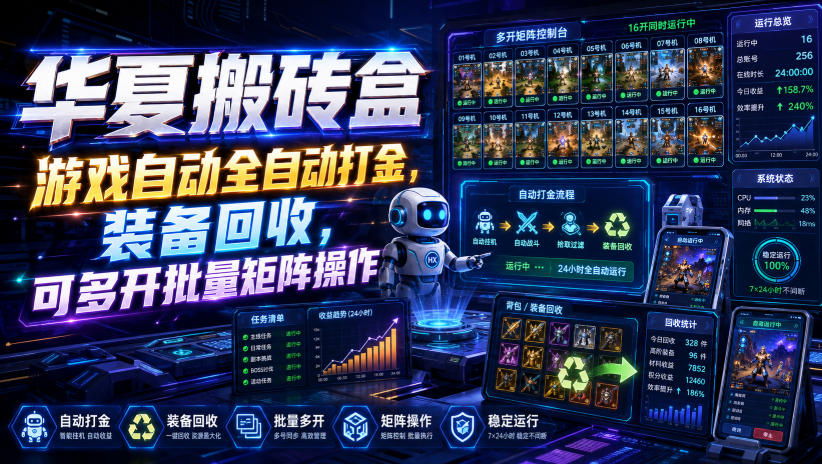 华夏搬砖盒，游戏自动全自动打金，装备回收，可多开批量矩阵操作-沧海聊项目