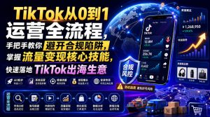 TikTok从0到1运营全流程，手把手教你避开合规陷阱，掌握流量变现核心技能，快速落地TikTok出海生意(更新8月)-沧海聊项目