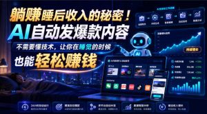 躺賺睡后收入的秘密!AI自动发爆款内容,不需要懂技术,让你在睡觉的时候也能轻松賺钱【原创双语字幕】-沧海聊项目