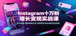 Instagram十万粉增长变现实战课：账号搭建、爆款病毒内容、剪辑带货与私域成交全流程-沧海聊项目