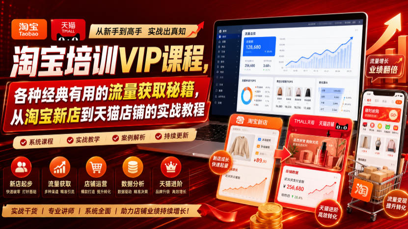 淘宝培训VIP课程，各种经典有用的流量获取秘籍，从淘宝新店到天猫店铺的实战教程(更新08月12日)-沧海聊项目