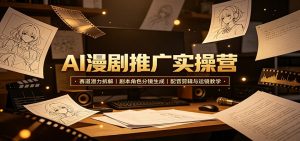 AI漫剧推广实操营：赛道潜力拆解，剧本角色分镜生成，配音剪辑与运镜教学-沧海聊项目