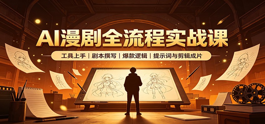 AI漫剧全流程实战课：工具上手、剧本撰写、爆款逻辑、提示词与剪辑成片-沧海聊项目