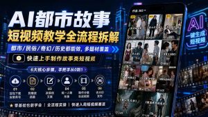 AI都市故事短视频教学全流程拆解；都市/民俗/奇幻/历史都能做多题材覆盖，快速上手制作故事类短视频-沧海聊项目