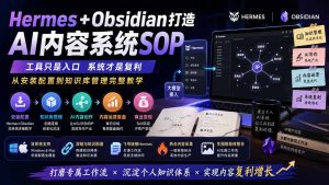 Hermes+Obsidian打造AI内容系统SOP；工具只是入口系统才是复利，从安装配置到知识库管理完整教学-沧海聊项目