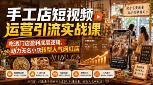 手工店短视频运营引流实战课，吃透门店盈利底层逻辑，助力无名小店转型人气网红店-沧海聊项目
