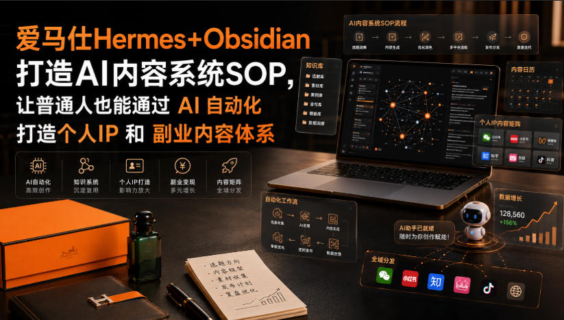 爱马仕Hermes+Obsidian打造AI内容系统SOP，让普通人也能通过 AI 自动化打造个人IP 和 副业内容体系-沧海聊项目