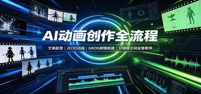 AI动画创作全流程：文案配音，2D3D动画，GROK剧情搭建，分镜提示词全套教学-沧海聊项目