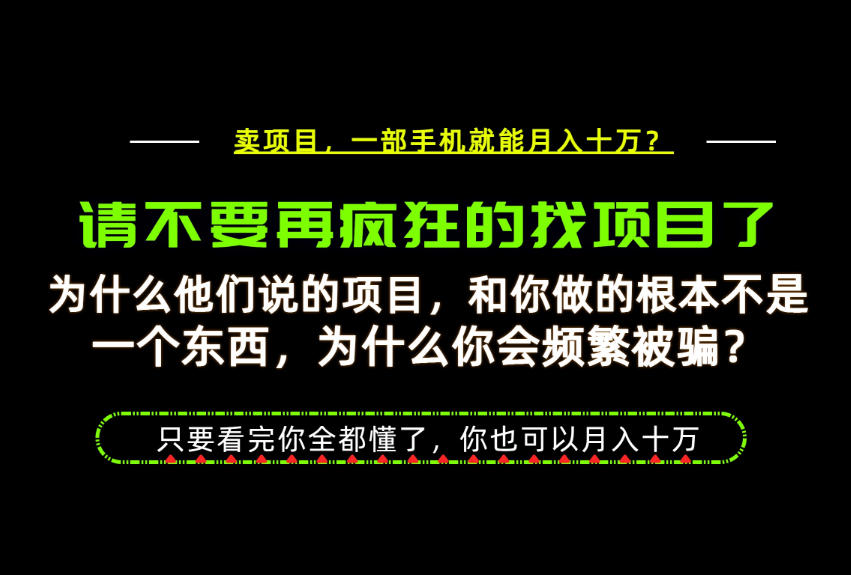 为什么做项目的人大多都是炮灰？为什么只有卖项目才能稳？看完你也可以月入10W+【揭秘】-沧海聊项目