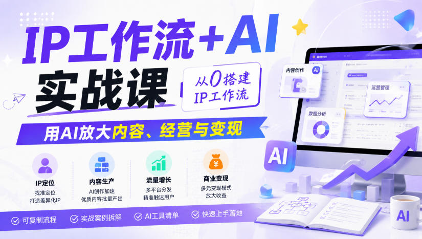 IP工作流+AI实战课，从0搭建IP工作流，用AI放大内容、经营与变现-沧海聊项目