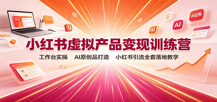小红书虚拟产品变现训练营：工作台实操，AI原创品打造，小红书引流全套落地教学-沧海聊项目