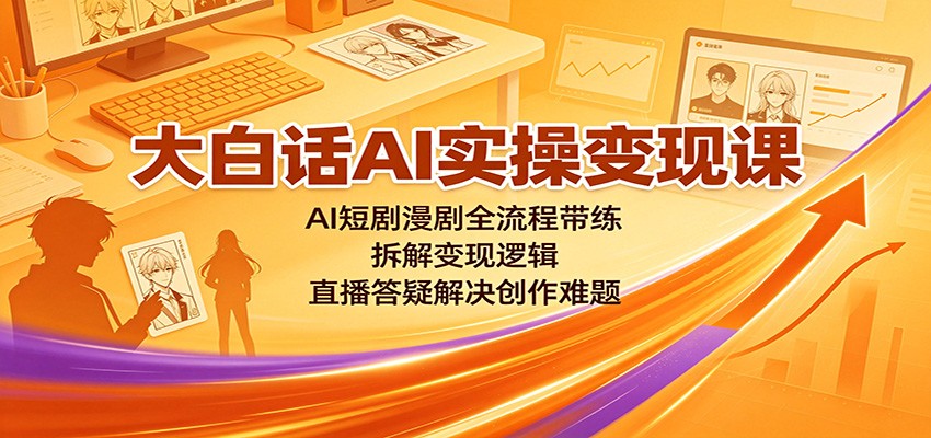 大白话AI实操变现课：AI短剧漫剧全流程带练，拆解变现逻辑，直播答疑解决创作难题-沧海聊项目
