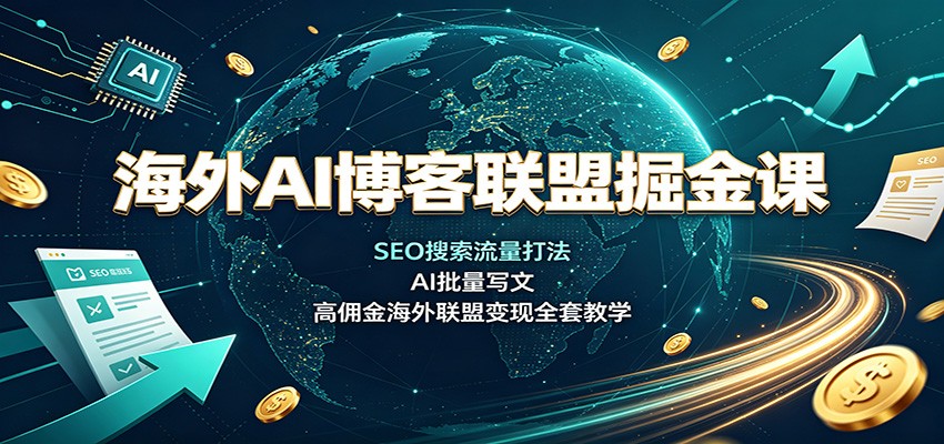 海外AI博客联盟掘金课：SEO搜索流量打法，AI批量写文，高佣金海外联盟变现全套教学-沧海聊项目